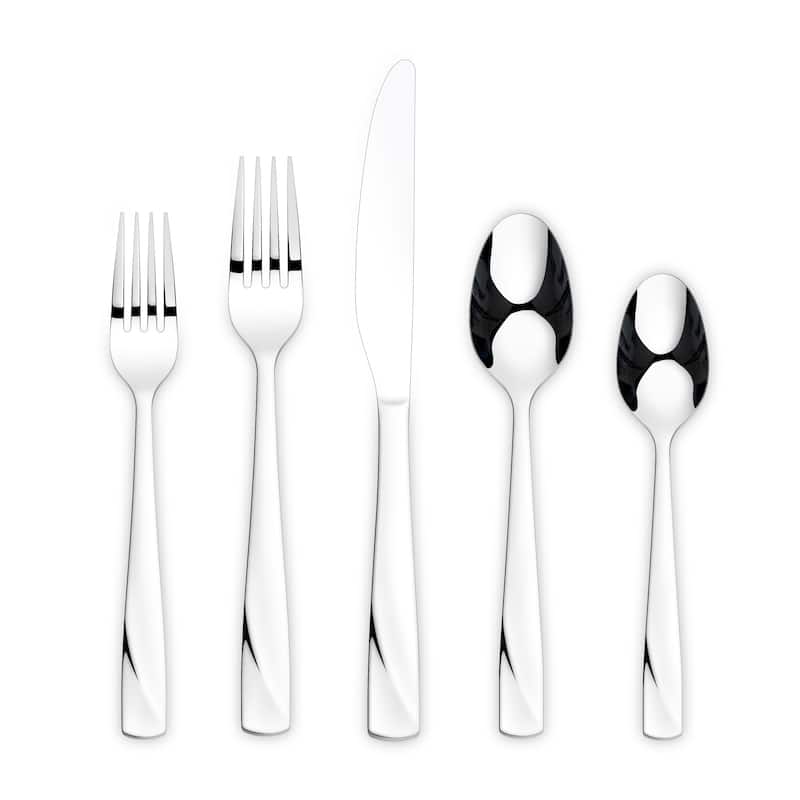 Ornative RHODA 18/0 Stainless Steel Mirror 42 Pieces Flatware Set with Buffet - 10.71" H x 14.37" W x 1.77" D