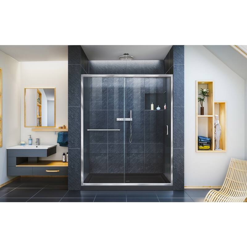 DreamLine Infinity-Z 36 in. D x 60 in. W x 74 3/4 in. H Sliding Shower Door and Shower Base Kit - 36" x 60" - 36" x 60"