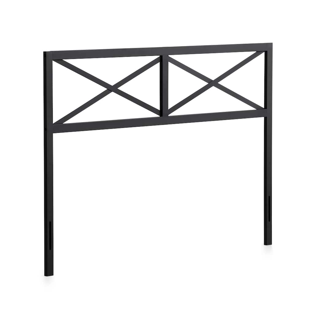 Matte Black Metal Headboard, Cal King, Double X-Back Design