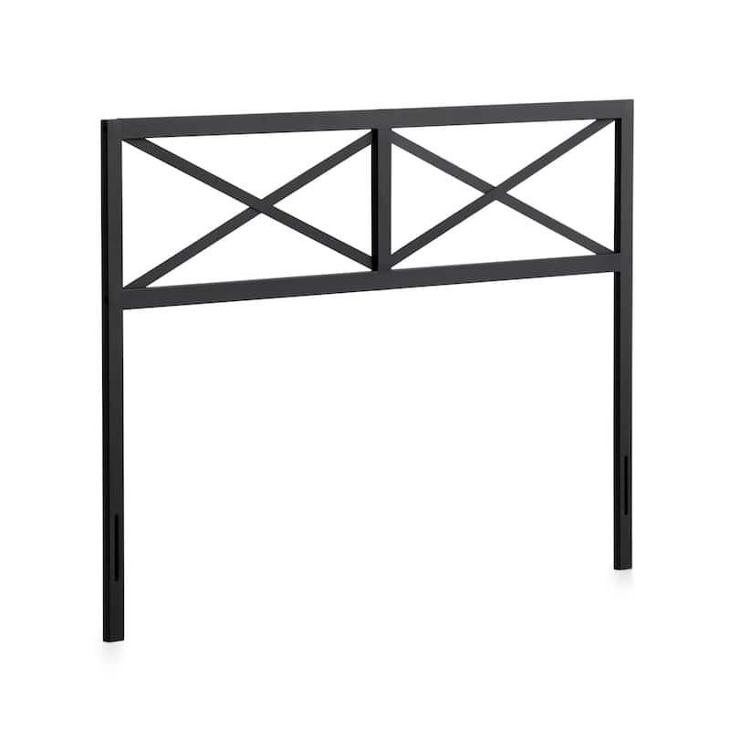 Matte Black Metal Headboard, Cal King, Double X-Back Design - Black