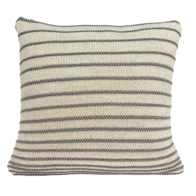 Striped Square Throw Pillow - 20" - Beige and Gray