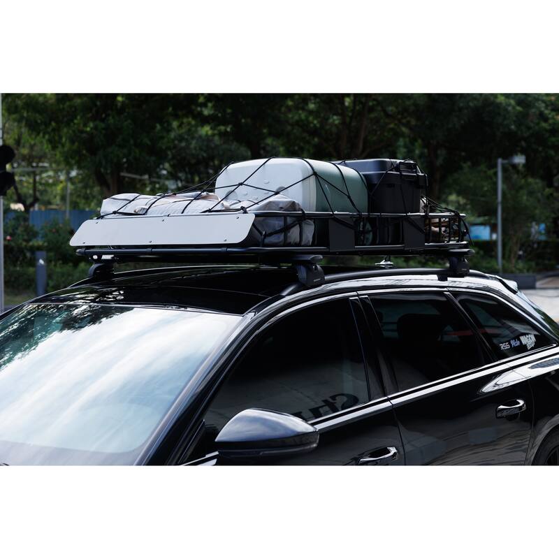 64 Inch Universal 250LB Heavy Duty Roof Rack Cargo with Cargo Net & Ratchet Straps, Car Top Luggage Holder Carrier Basket