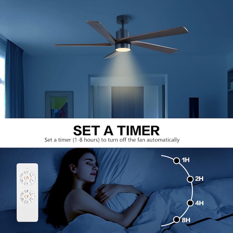 72" Matte Black Aero Blade Ceiling Fan with LED Light and Remote - Matte Black - 72"D x 72"W x 21"H