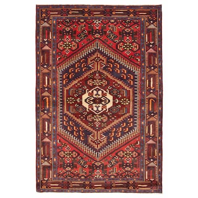 ECARPETGALLERY Hand-knotted Andelz Red Wool Rug - 4'3 x 6'3
