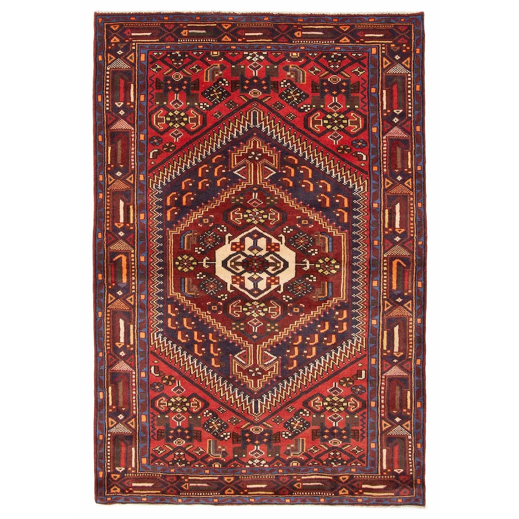 ECARPETGALLERY Hand-knotted Andelz Red Wool Rug - 4'3 x 6'3