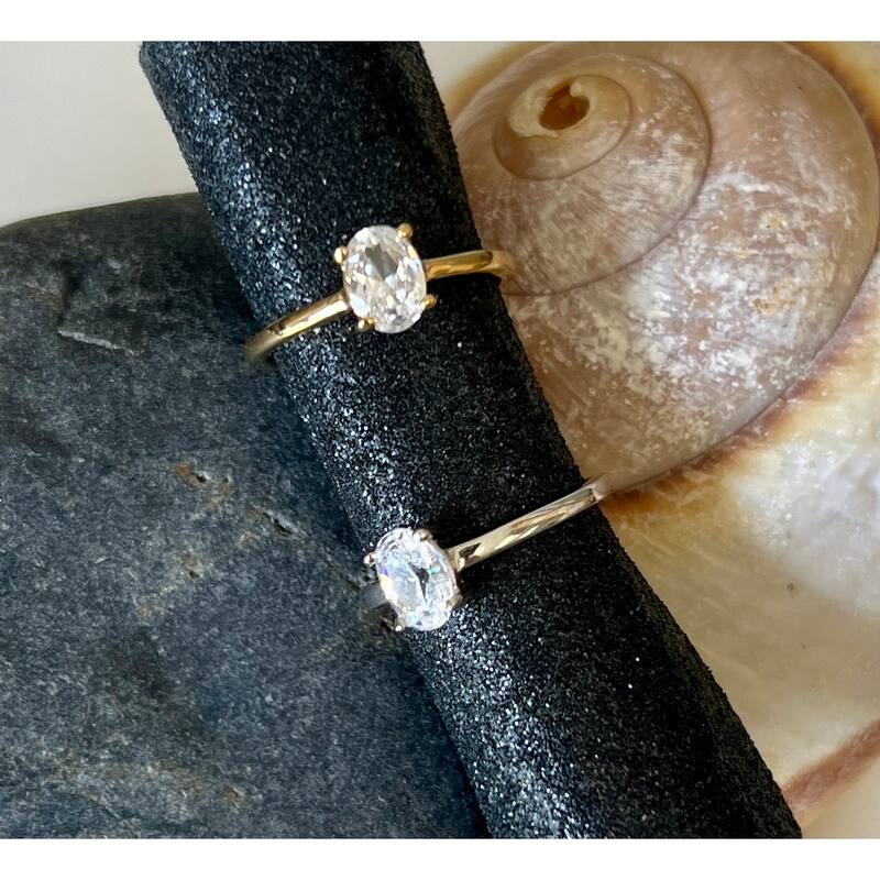 Roberto Martinez Sterling Silver 1 ctw Oval Cubic Zirconia Engagement Ring
