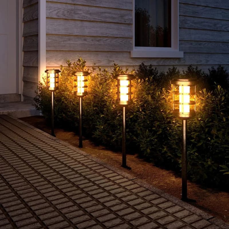 Solar Landscape Lights Aluminum Heavy Duty Outdoor Pathway Decoration Lighting (Set Of 4)