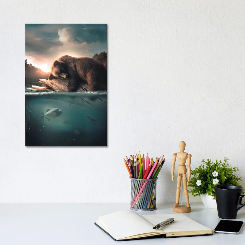 iCanvas "Bear Floating" by Zenja Gammer Canvas Print - 12x8x0.75