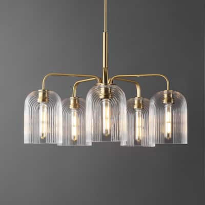 SAFAVIEH Lighting Idelle 5-light Adjustable Pendant Chandelier (LED Bulbs Included) - 30 in. x 30 in. x 29.3-59.3 in.