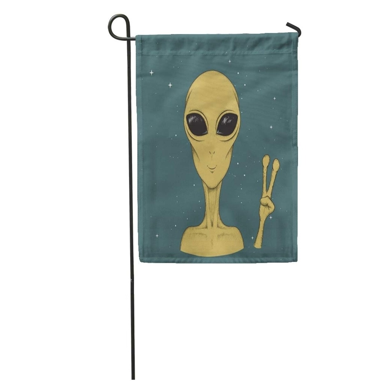 Shop Drawing Alien Martian Showing Peace Sign Closeup Extraterrestrial Invasion Sketch Garden Flag Decorative Flag House On Sale Overstock 31377151