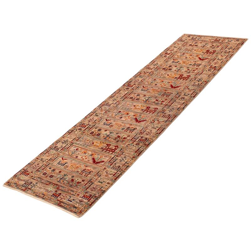 ECARPETGALLERY Hand-knotted Modern Ersari Beige Wool Rug - 2'8 x 9'10