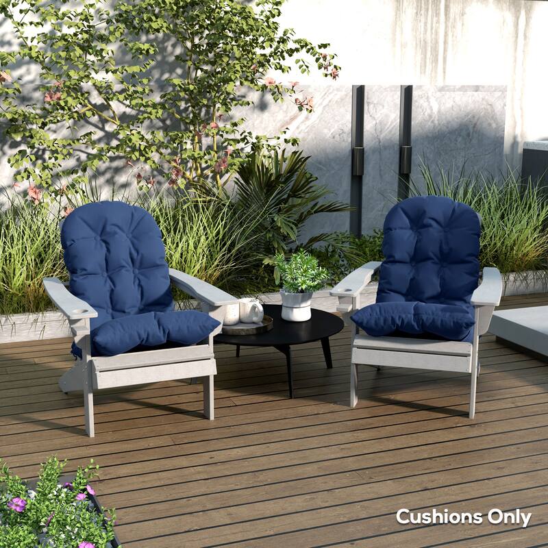 Outsunny Outdoor Adirondack Chair Cushions Set of 2, Tufted High Back Patio Chair Cushions, Adirondack Cushions