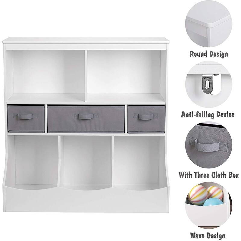 UTEX Toy Storage Organizer with Bookcase, Kid’s Multi Shelf Cubby for Books,Toys