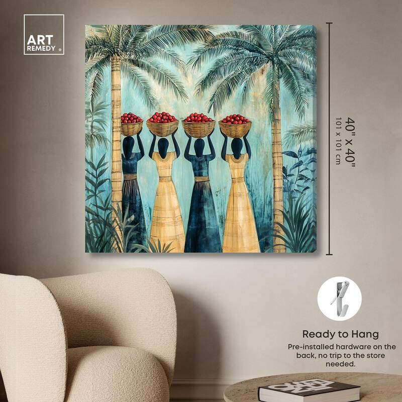 Walk Under Palms Canvas by Art Remedy, Gallery Wrapped