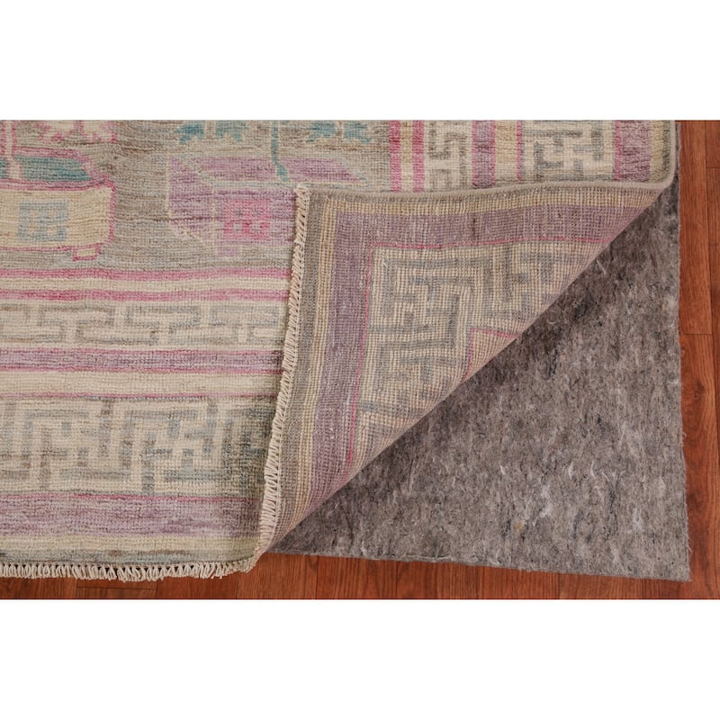 Hand Knotted Oriental 100% Wool Carpet Transitional Geometric Multi-Colored Oushak Area Rug - 9' 0'' X 8' 10''