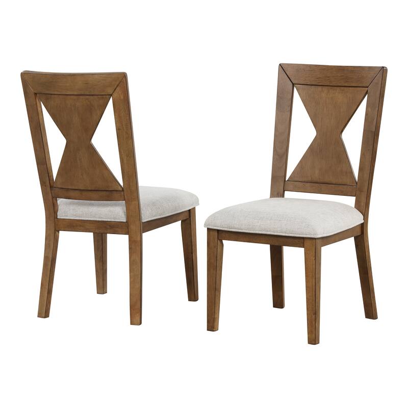 Furniture of America Synosin Farmhouse Rustic Oak Solid Wood Side Chairs (Set of 2) - Rustic Oak