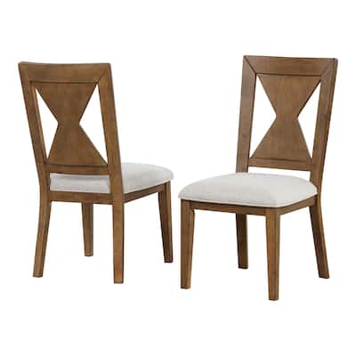 Furniture of America Synosin Farmhouse Rustic Oak Solid Wood Side Chairs (Set of 2)