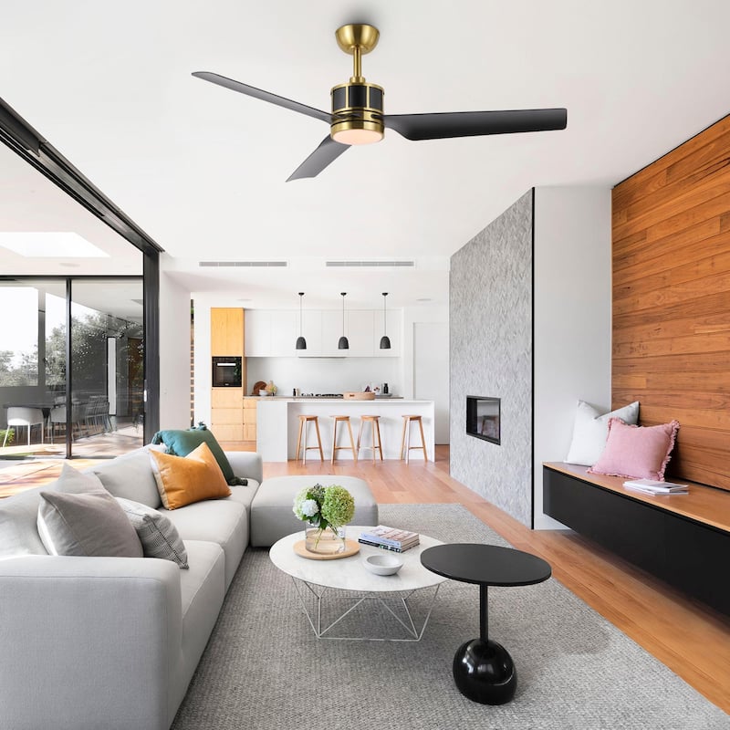 52" Modern 3-Blade Indoor Ceiling Fan with Dimmable LED and Remote Control