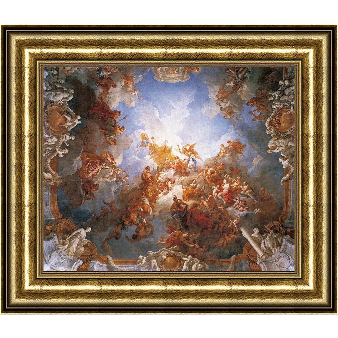 the apotheosis of hercules by francois lemoyne giclee print oil painting gold frame size 18 x 16 ready to hang overstock 33258186