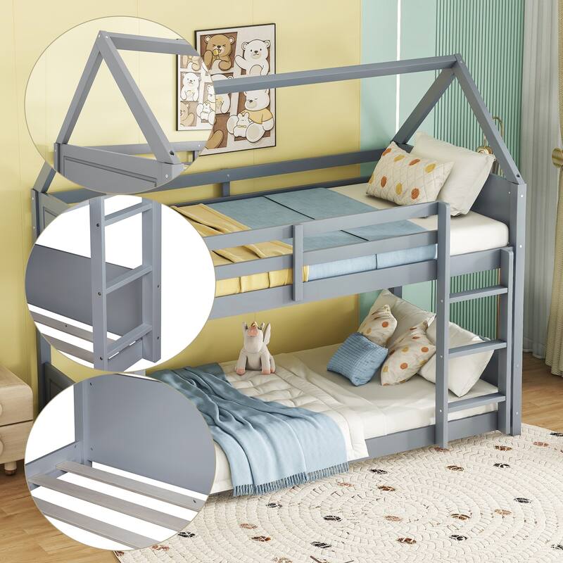 Twin Over Twin House Floor Bunk Bed
