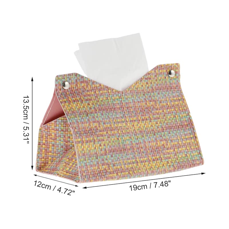 1Pcs Durable Woven Pattern Tissue Box Cover for Living Room Table Desk - Assorted Color