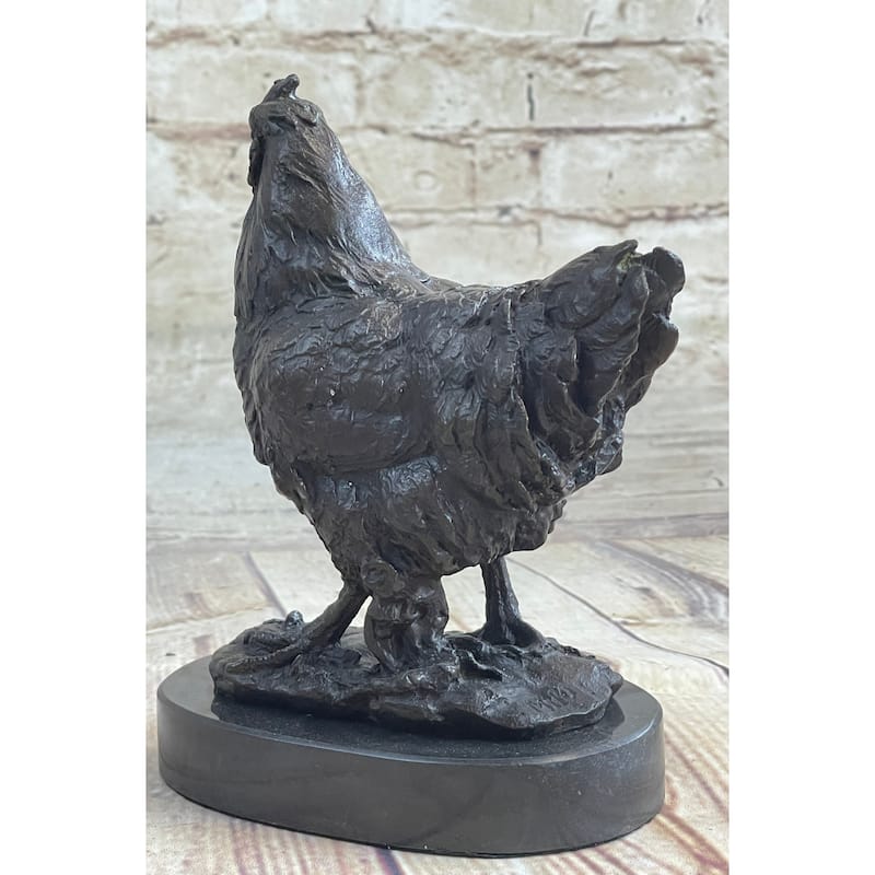 Lucky Chicken Rooster Chanticleer Bronze Statue Sculpture Statue Art 7 Inches X 5 Inches