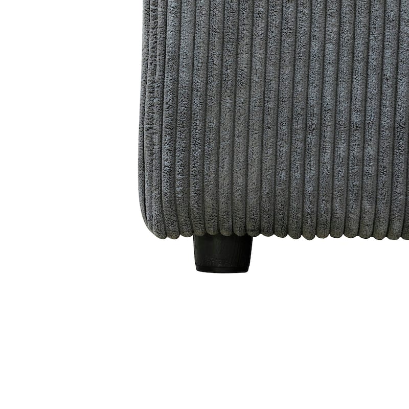 Dark Grey Corduroy Living Room Double Armrests 3-Piece Sofa