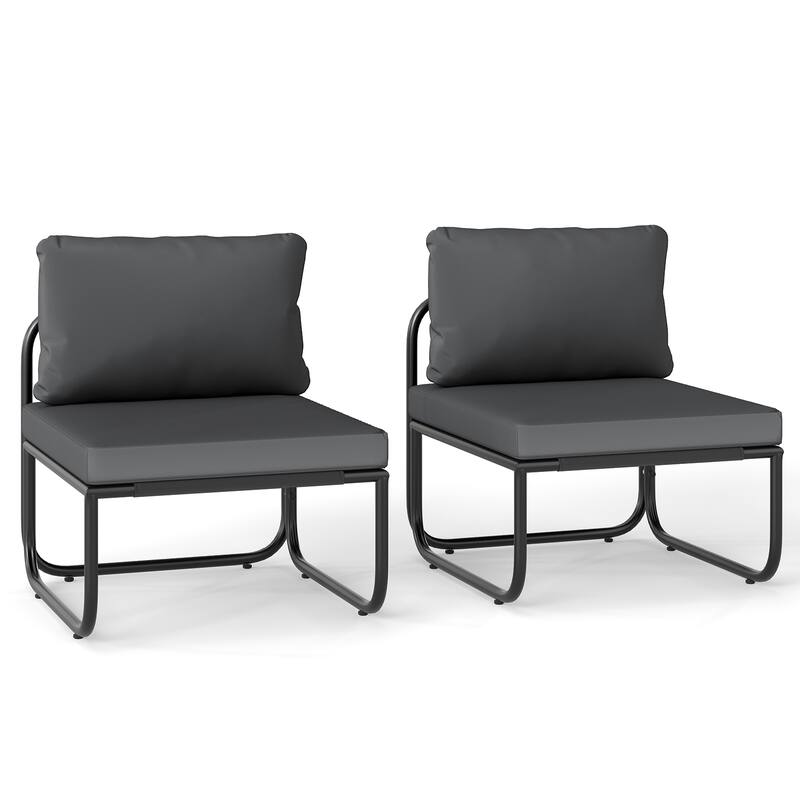Gymax Patio Chairs Set of 4 w/ Removable Cushions Heavy Duty Metal