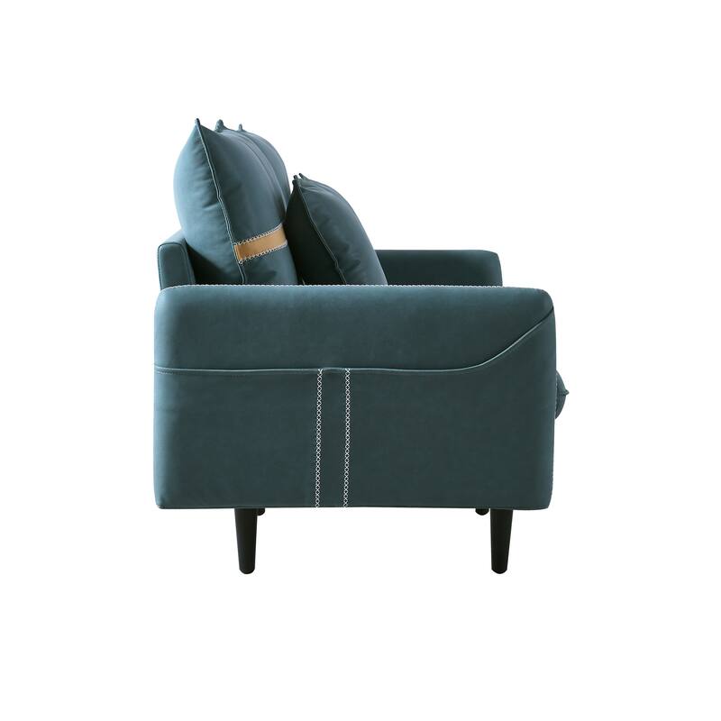 3-Seat Sofa Couch, Mid-Century Tufted Love Seat With 2 Pillows for Living Room