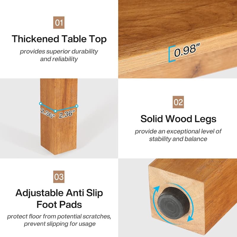 Square Wood Dining Table, Farmhouse Kitchen Table for Living/Dining Room