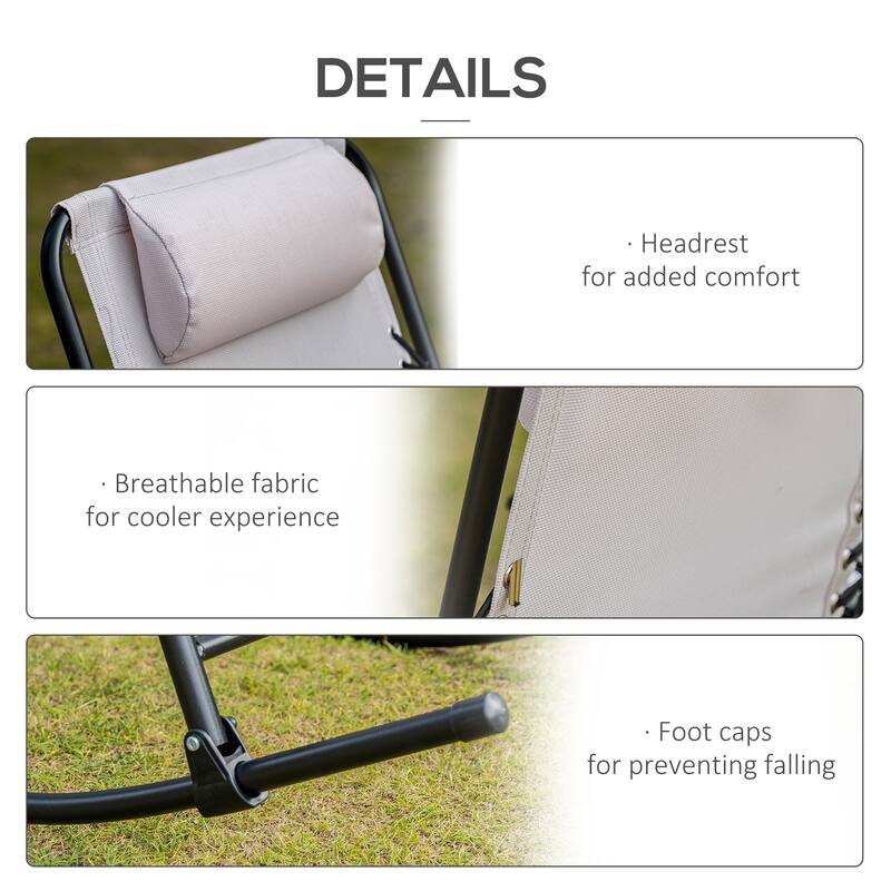 Outdoor 2-Piece Oversized Folding Rocking Camping Chair, Zero Gravity Rockers with Headrests