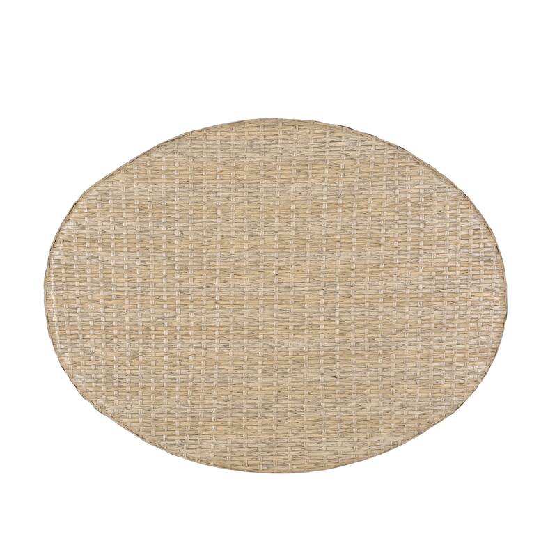 Boho Wicker Weave Coffee Table, 32.5" W - Polyethylene Rattan, Outdoor/Indoor Use