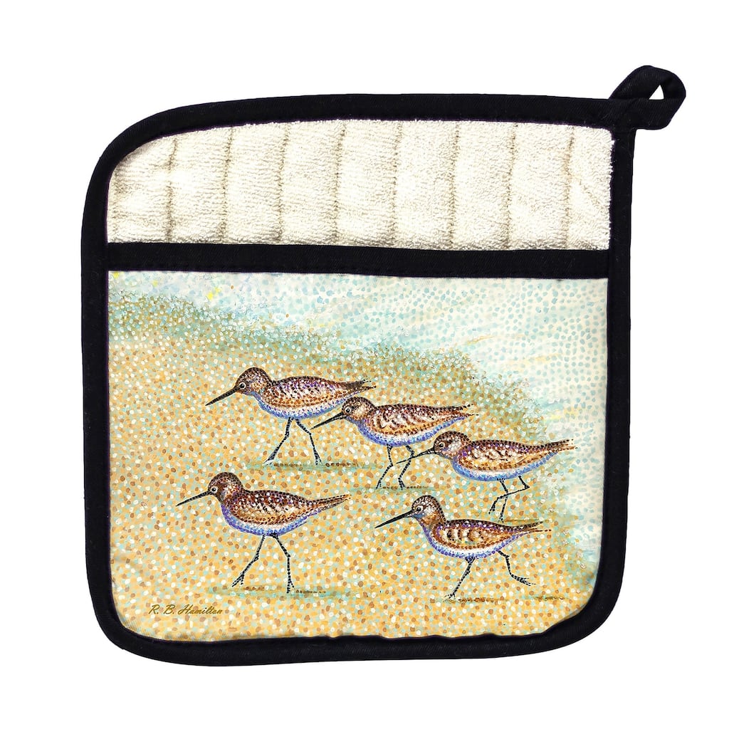 Pointillist Sanderlings Pot Holder - 9x9