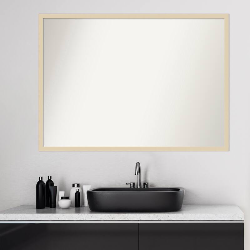 Non-Beveled Wood Bathroom Wall Mirror - Svelte Silver Frame