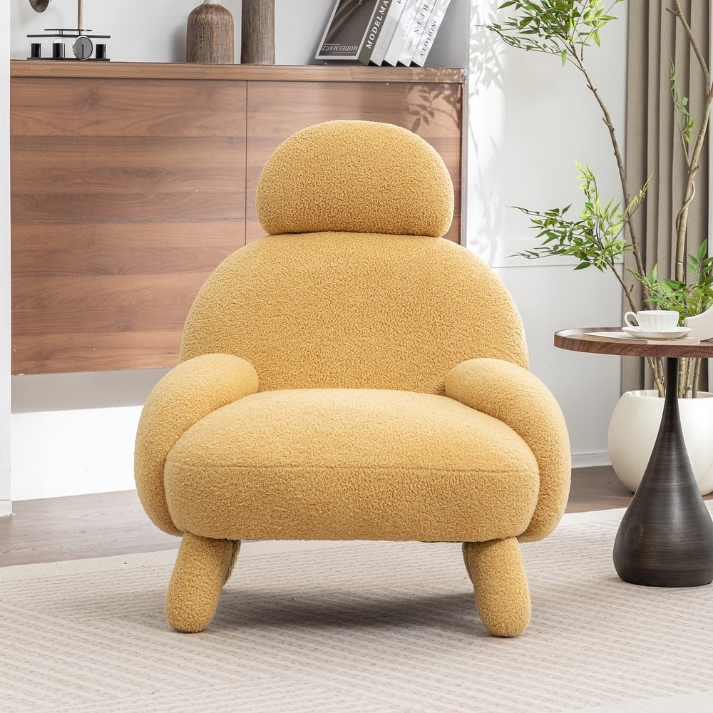 SEYNAR Modern Faux Sherpa Upolstered High Back Armless Accent Chair