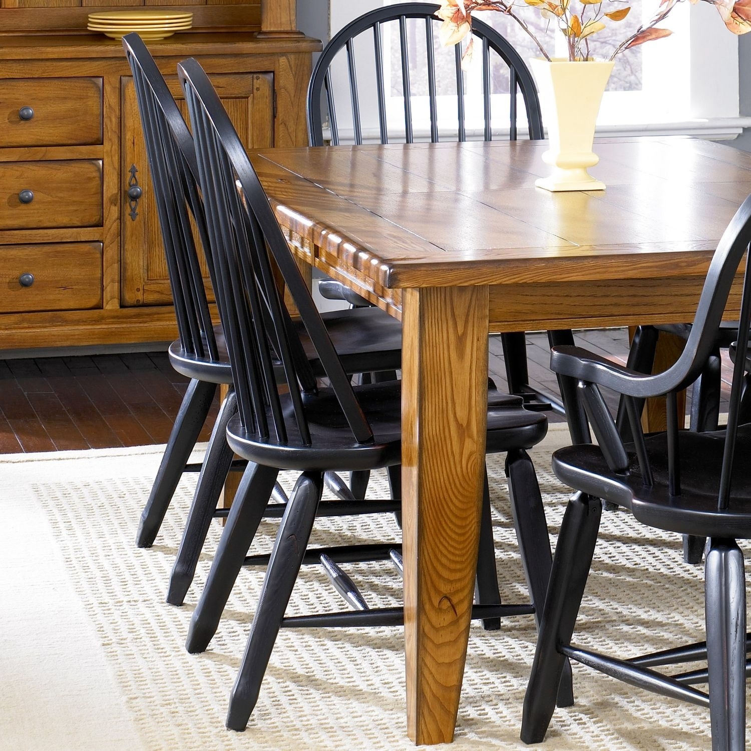 Liberty Furniture Treasures Wood Dining Chairs Black Set of 2 Bow Back