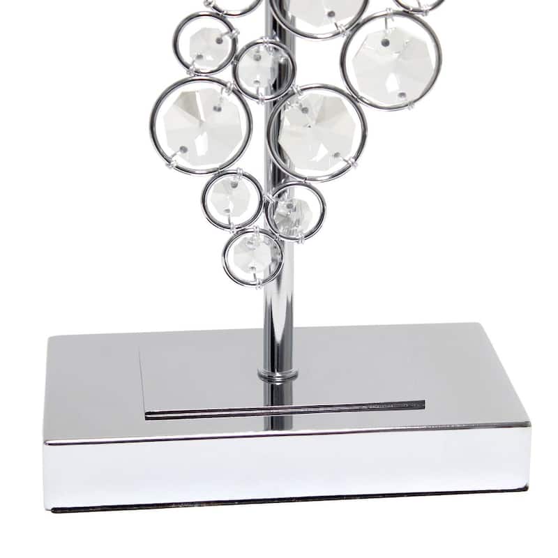 Lalia Home Lumiluxxe 26.25" Tall Contemporary Crystal Glitz and Chrome Glam Table Lamp with White Fabric Rectangular Shade