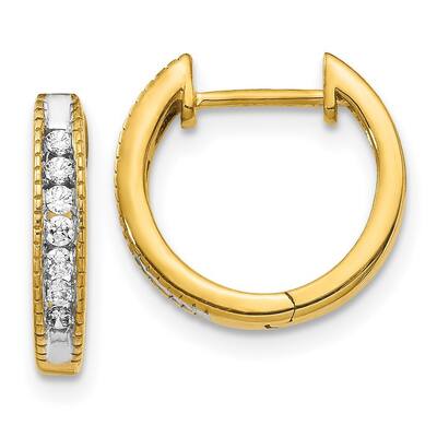 Curata 14k Diamond Hoop Earrings - 12x14mm Wide 3mm Thick