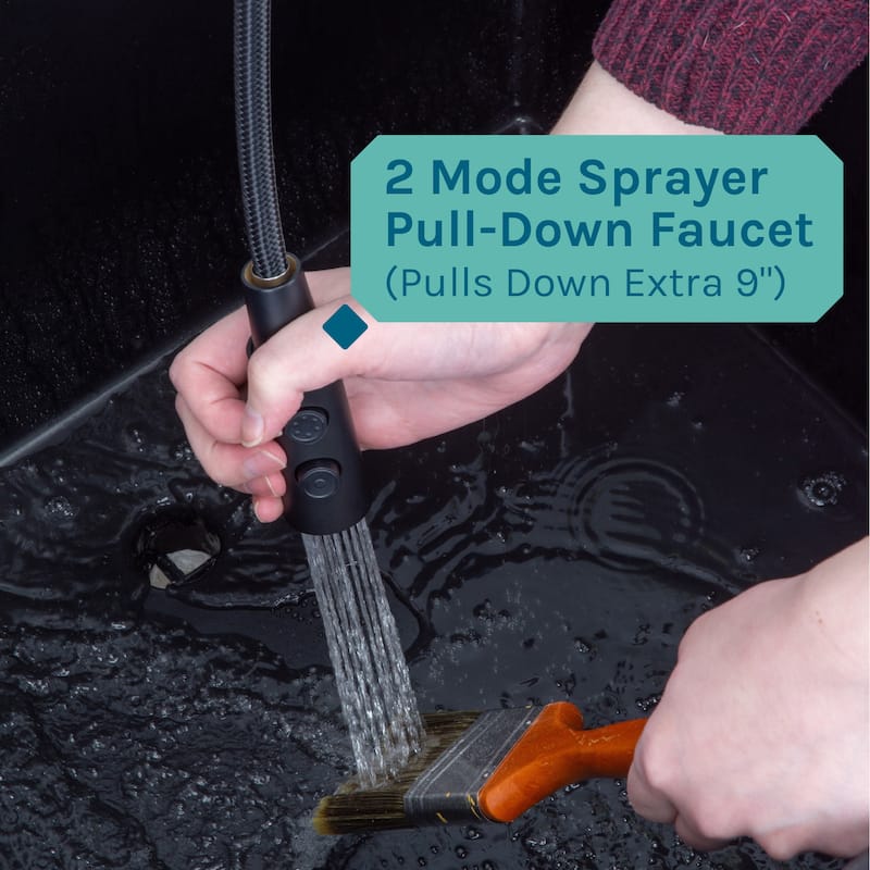 TEHILA Utility Sink Laundry Tub with Black High Arc Coil Faucet