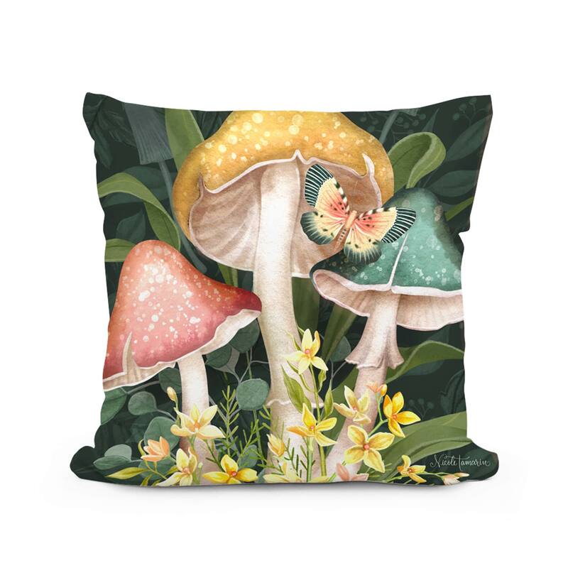 Magnolia Casual Outdoor Pillow Mushroom Trio 18x18