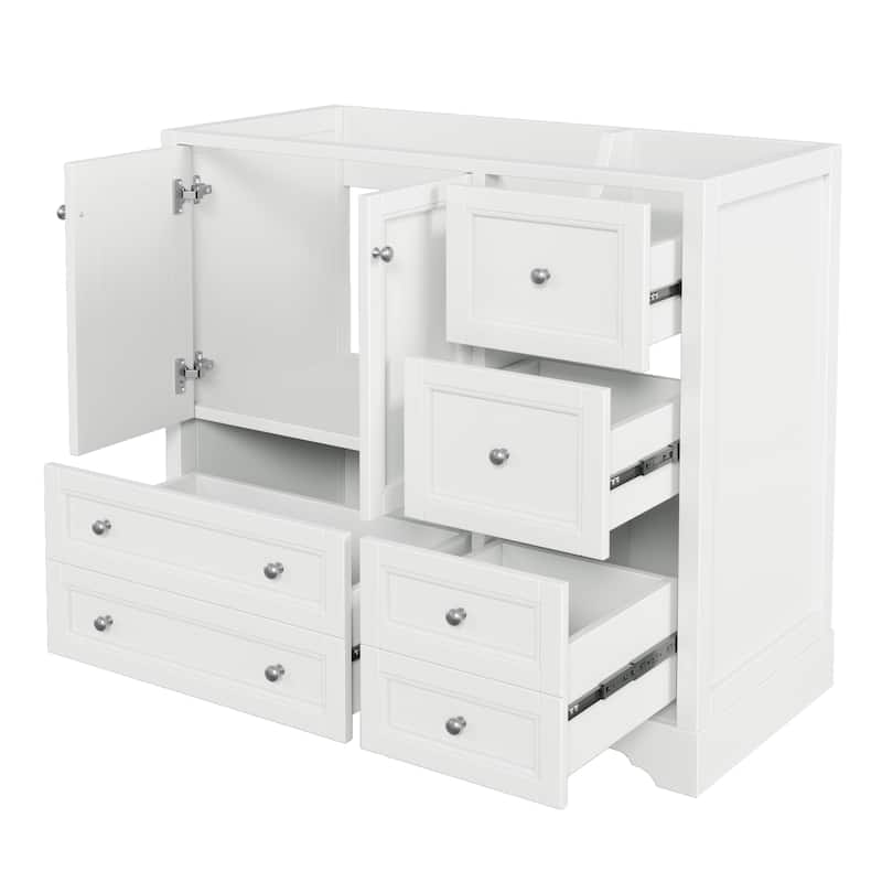 36inch Bathroom Vanity without Sink,Freestanding Bathroom Vanities with 4 Storage Drawers and Shelf, Soft Closing Doors