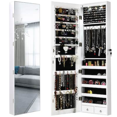 Wall Door Jewelry Armoire Cabinet with Full-Length Mirror
