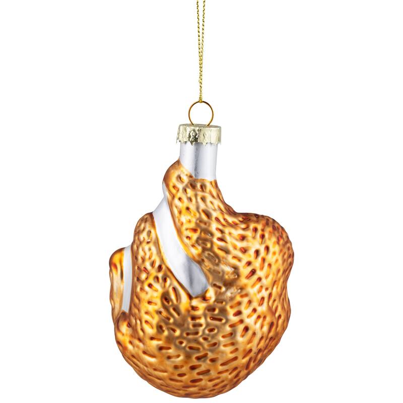 Sloth with Bamboo Glass Christmas Ornament - 4" - Gold