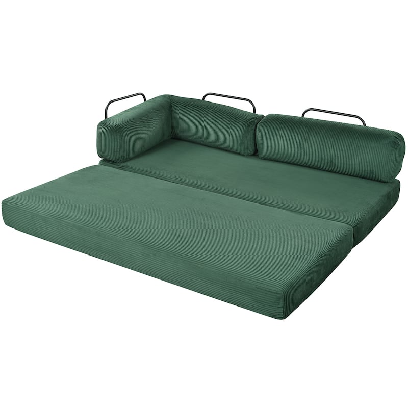 115" Polyester L-Shaped Modular Sofa Bed with Corduroy Upholstery and 4-Seat Configuration