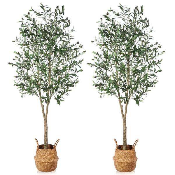 Artificial Olive Trees 6Ft Fake Olive plant with Basket Faux Plants