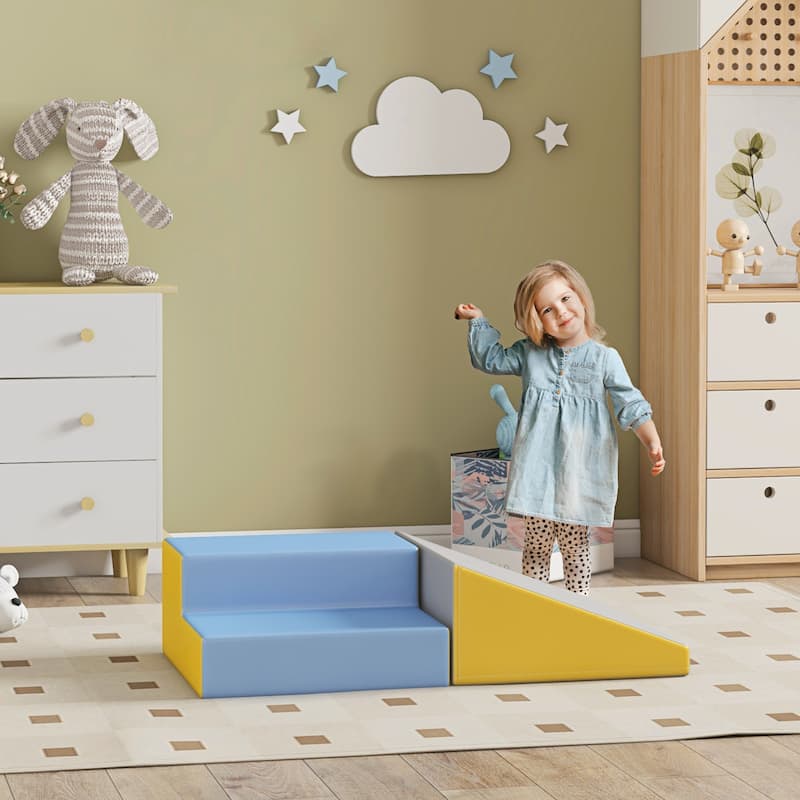 Soft Foam Climbing and Sliding Play Set for Toddlers Infants Ages 12 to 36 Months Indoor Crawling and Exploration Toy - Blue