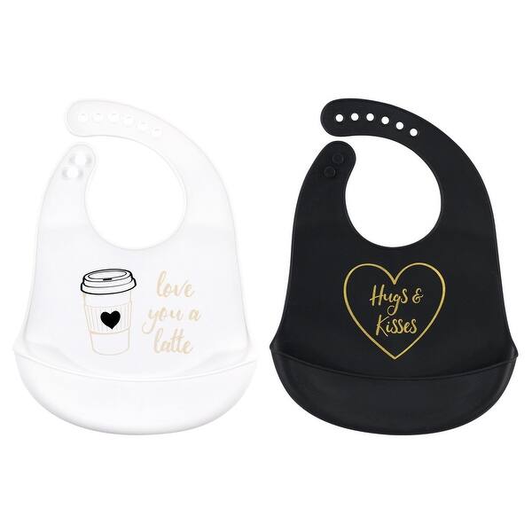 slide 1 of 1, Hudson Baby Infant Girl Silicone Bibs 2pk, Latte, One Size - Latte - One Size One Size - Latte