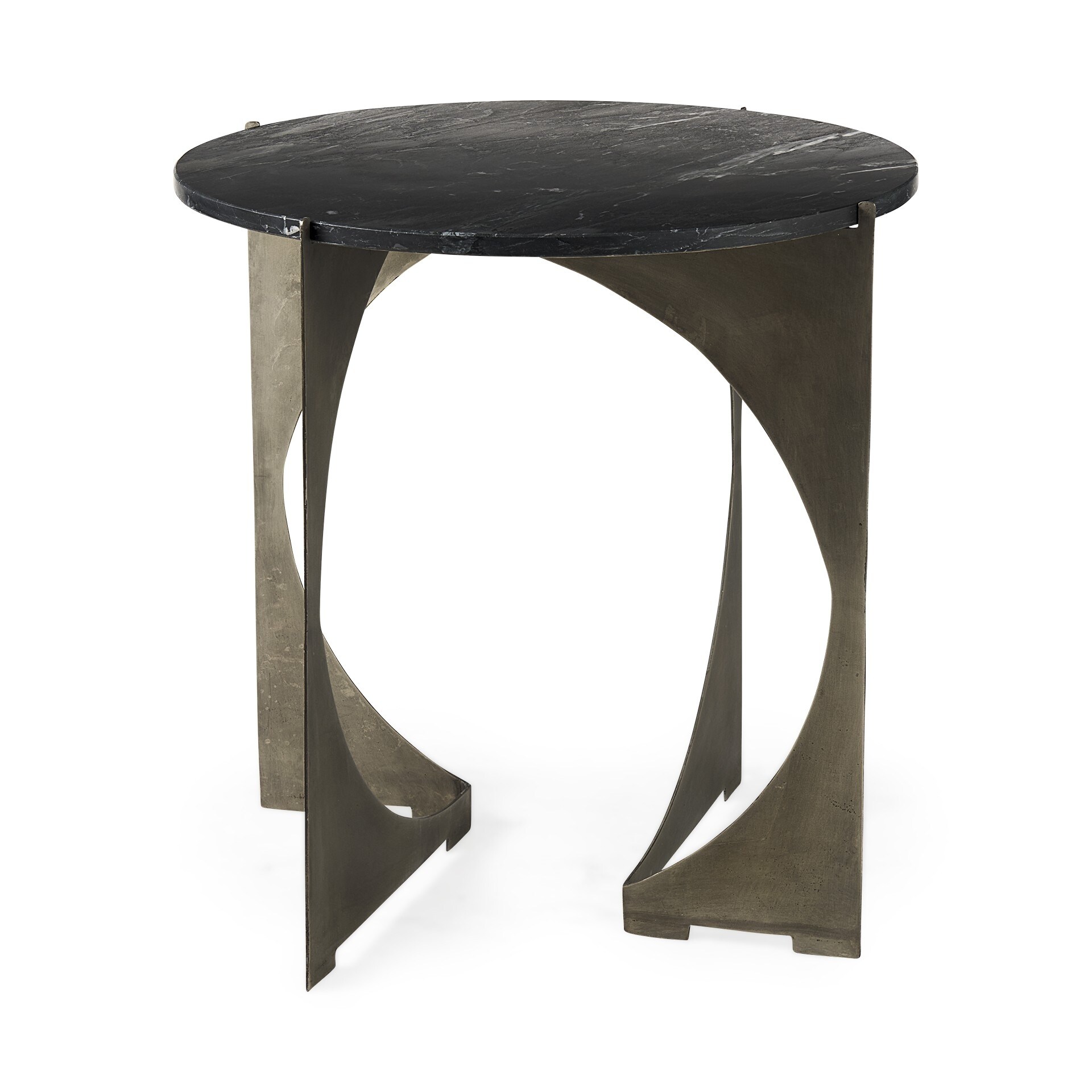 Mod Black Marble Antiqued Nickel Side Table Mod Black Marble Antiqued Nickel Side Table