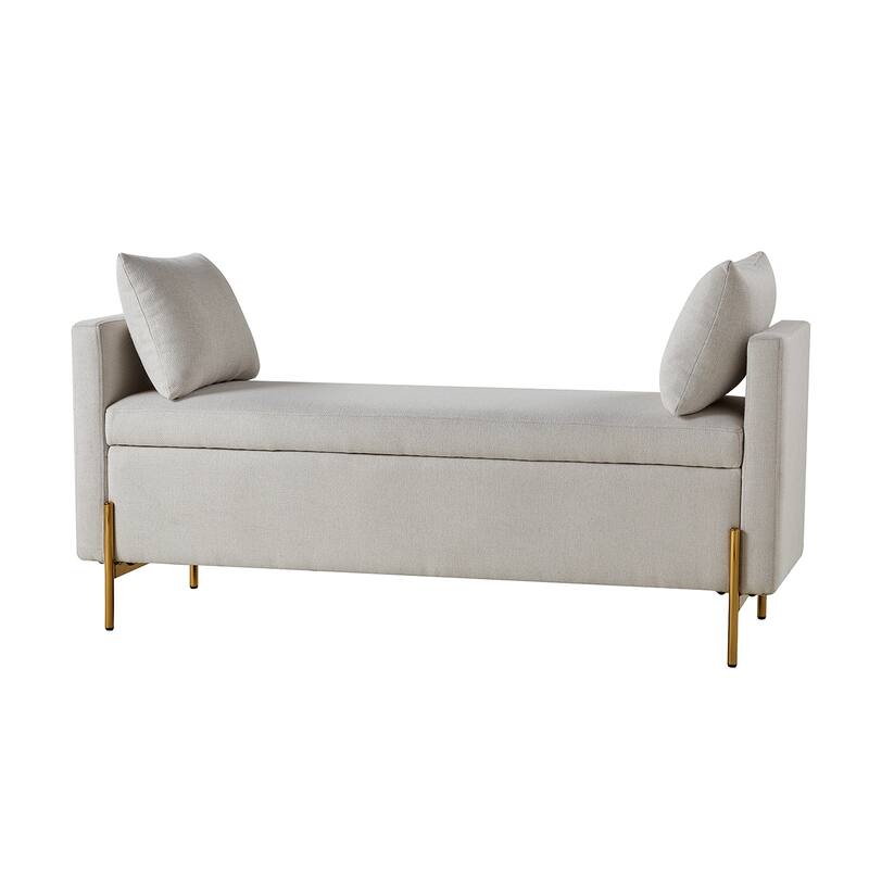 Angelus Upholstered Flip Top Storage Bench withTwo Pillows and Arms by HULALA HOME