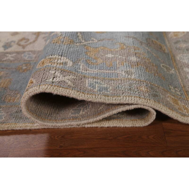 Ivory Oushak Living Room Area Rug Handmade Wool Carpet - 7'11"x 9'9"